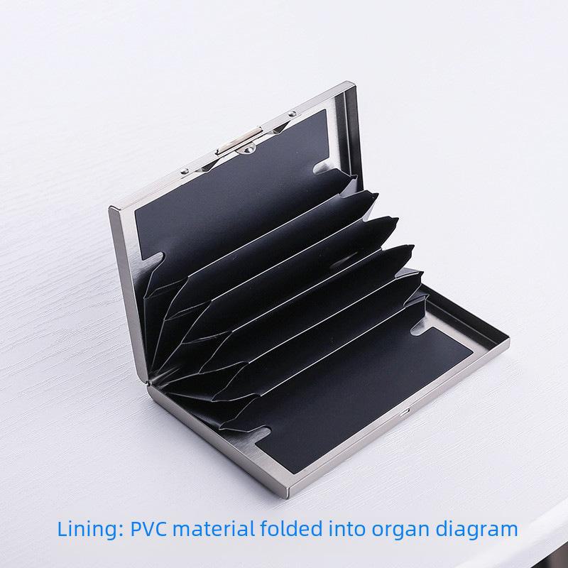 Кошелек-аккордеон с RFID-защитой - 10 слотов для карт и удостоверений, нержавеющая сталь