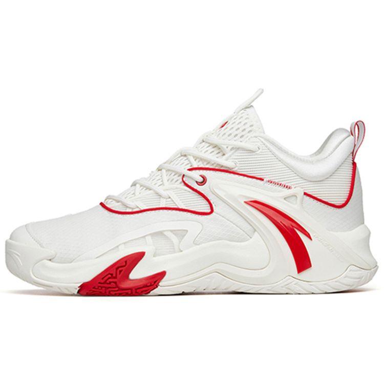 Anta Kongyu 3 Men Low Top Basketball Shoes White Red 112211608-4