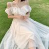 Mesh Ruffles Slash Neck Off Shoulder Lace Up Women Summer Korean White Dress Women Spaghetti Strap Dresses
