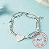 Punk 925 Sterling Silver Big Heart Charm Bracelet For Women Bracelet &Bangle Wedding Jewelry Birthday Party Gift