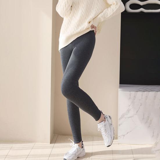 Winter Leggings High Versatile Thickened Velvet Waist Slim Butt Lifting Leggings Solid Color Warm