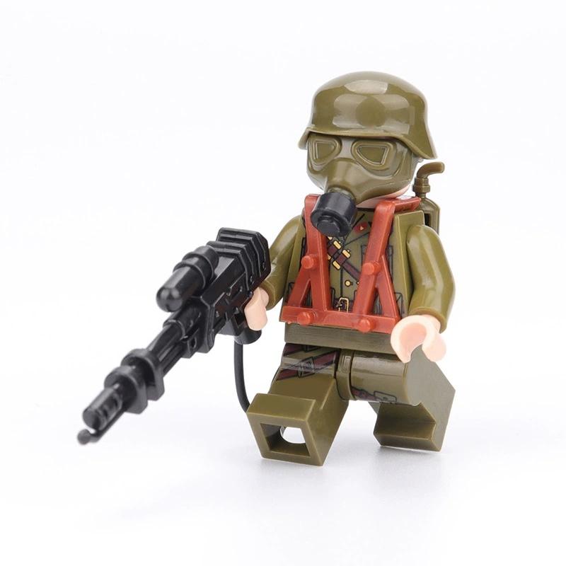 Военные строительные блоки Газовый солдат Огнемет Биохимическая кризисная база Сборка Игрушки для мальчиков