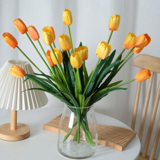 Искусственные Цветы 3-главный Шелковый Букет Тюльпанов с Гибким Железным Стеблем Искусственная Цветочная Композиция Свадебные Украшения Реквизит для Фотосъемки