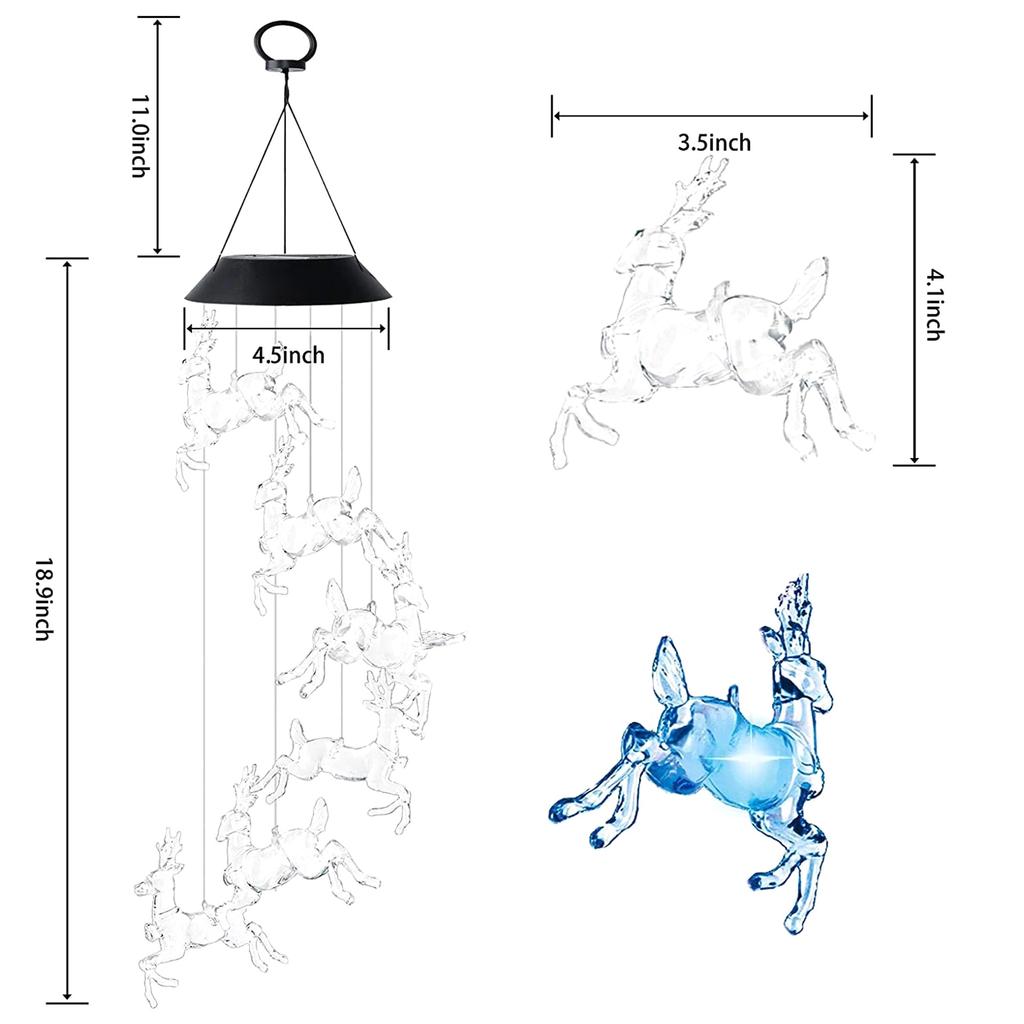 Solar Energy Powered Wind Chime Lamp Gradient Colorchanging Hangings Outdoor Light Snowman