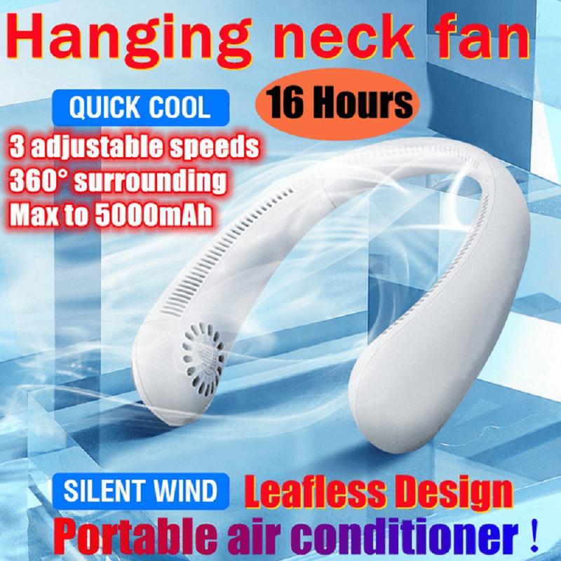 2024 Модернизированный портативный шейный вентилятор Hands Free Персональный мини-безлопастной вентилятор Перезаряжаемый через USB 3-скоростной вентилятор Воздушный охладитель Спорт на открытом воздухе