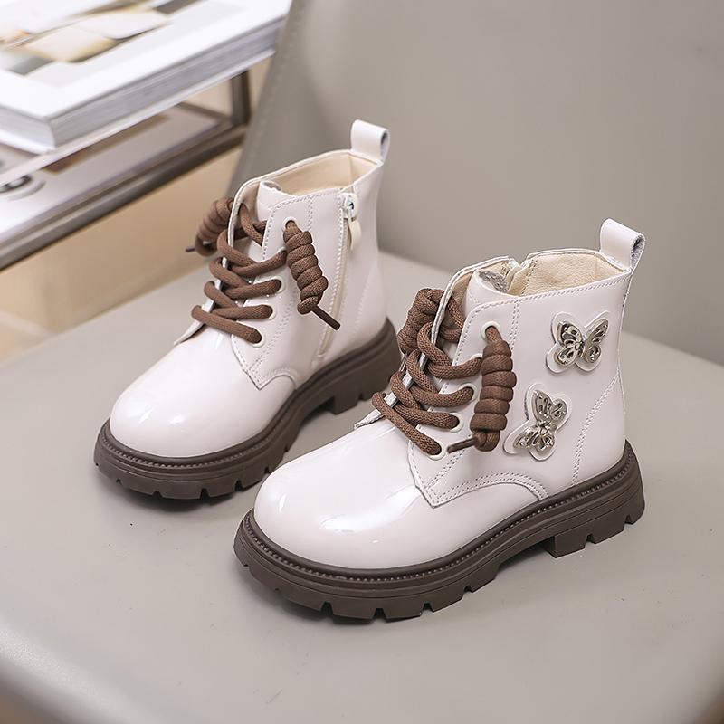 Зимняя детская обувь, ботинки для девочек, детские ботильоны из хлопка со стразами и бабочками, модные универсальные плюшевые роскошные ботинки принцессы