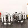 Stainless Steel Seasoning Jar Set with Spoon Spice Container with Swivel Base Salt Sugar Condiment Pot Kitchen Accessories