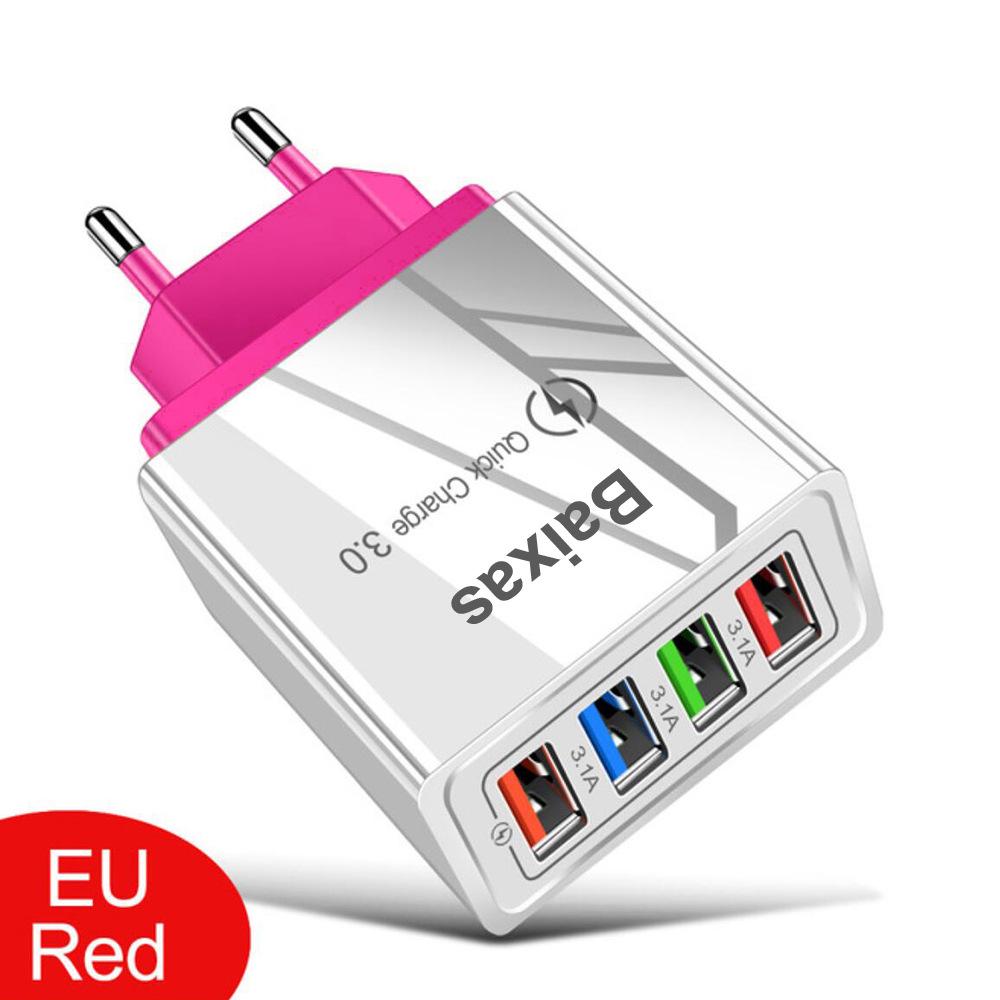 4-портовое USB-зарядное устройство для мобильных телефонов и планшетов, дорожное, стандарт США и ЕС, 3А
