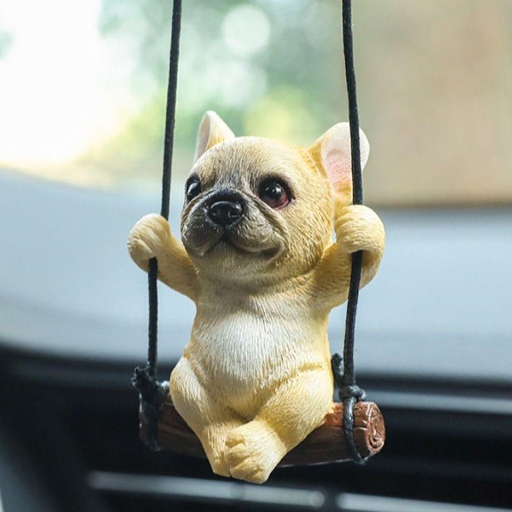 Милая собака зеркало заднего вида украшения аниме автомобиль подвесное украшение качели бульдог кулон