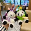 Stuffed Fluffy Cartoon Panda Doll Keychain Cute Cartoon Bag Charm Car Key Ring Hanging Ornaments