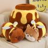 Cartoon Bee Capybara Doll Transformed Into Kapi Baraja Inu Plush Toy Doll Honey Jar Rag Doll Girl