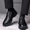Fashion Men's New Fashionable and Simple Business Leather Shoes Men's Trendy Lace Up Styles Middle-aged Elderly Soft Soled Dad Shoes