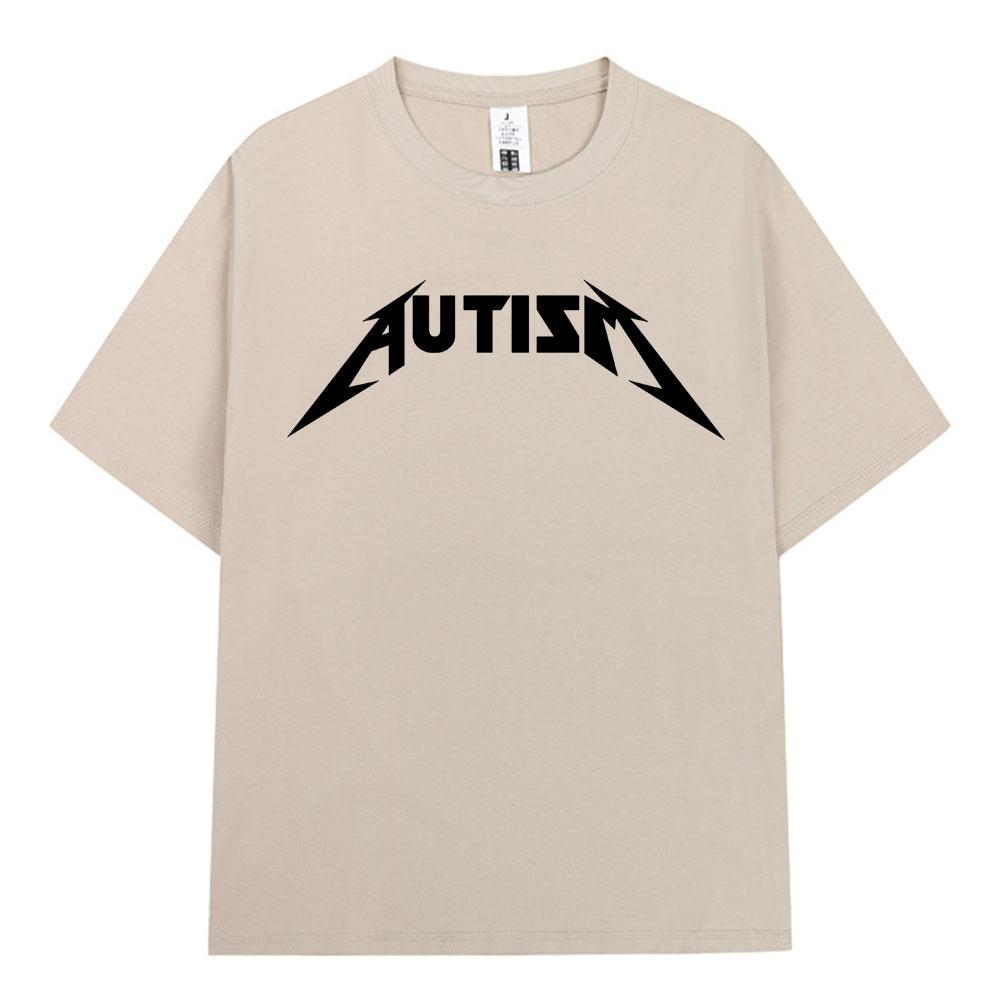 Autism Metal Rock Meme T-shirt Men Women Fashion Hip Hop Short Sleeve Oversized T-shirts 100% Cotton Comfort T Shirts Streetwear