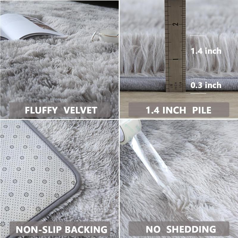 2027 Thick Area Rug Light Grey Fluffy Shag for Bedroom Ultra Soft Plush Fuzzy Washable Carpet for Living Room Dorm Nursery Shaggy Kids Baby Girls Boys