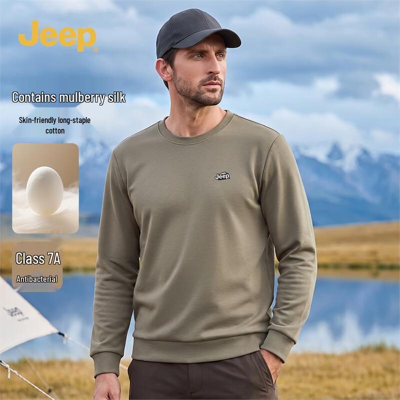 JEEP Men's Silk Blend Antibacterial Round Neck Sweatshirt