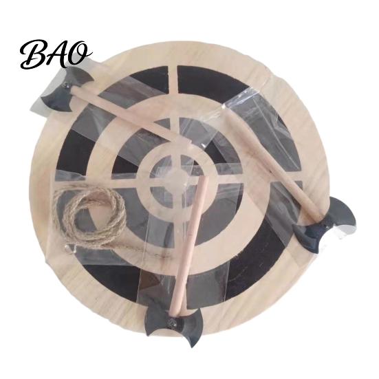 Indoor Dart Game Ax Throwing Target Kit, with Wood Disc, 3 Kit Axes, Rope, for Outdoor Backyard Family Party Portable