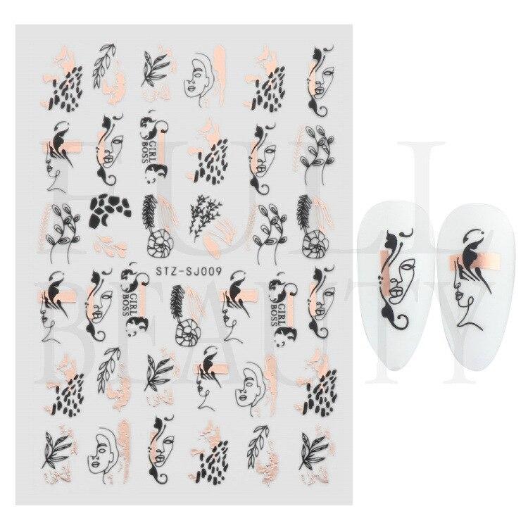 Полоски граффити, наклейки для ногтей для женщин, украшения для дизайна ногтей, розовое золото, абстрактная линия, весенний 3D слайдер для маникюра, лака для татуировок