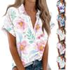 Women's Short Sleeved Shirt, Daily Fashion Printed Button Top, Chest Pocket Cardigan