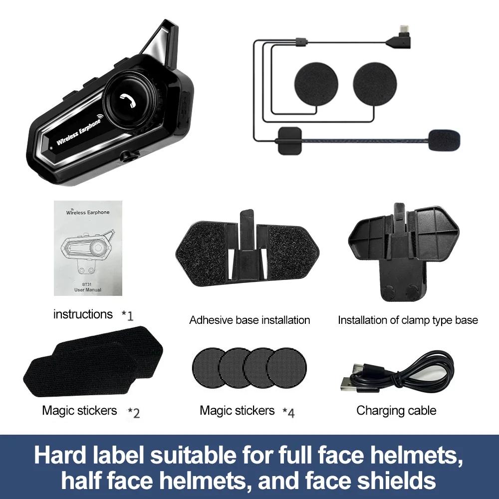 Kebidumei BT31 Motorcycle Helmet Headset Bluetooth Hands Free Call Ip65 Waterproof 500mAh with CVC intelligent Noise Reduction