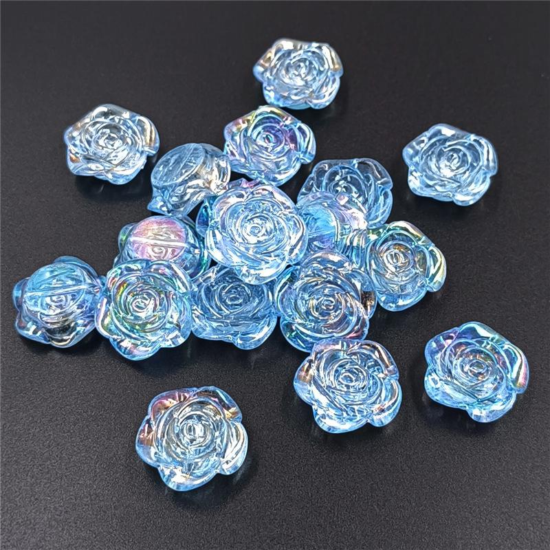 Творческие 10 шт DIY ювелирные аксессуары для браслета ожерелья изготовление подвесок творческие AB Magic Color Charms плоскодонные перфорированные бусины-розы мода