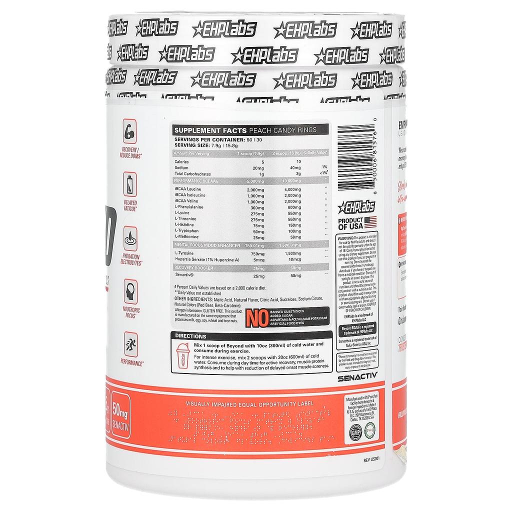 Beyond, Bcaa + Eaa, Peach Candy Ring, 474G(16.7Oz)