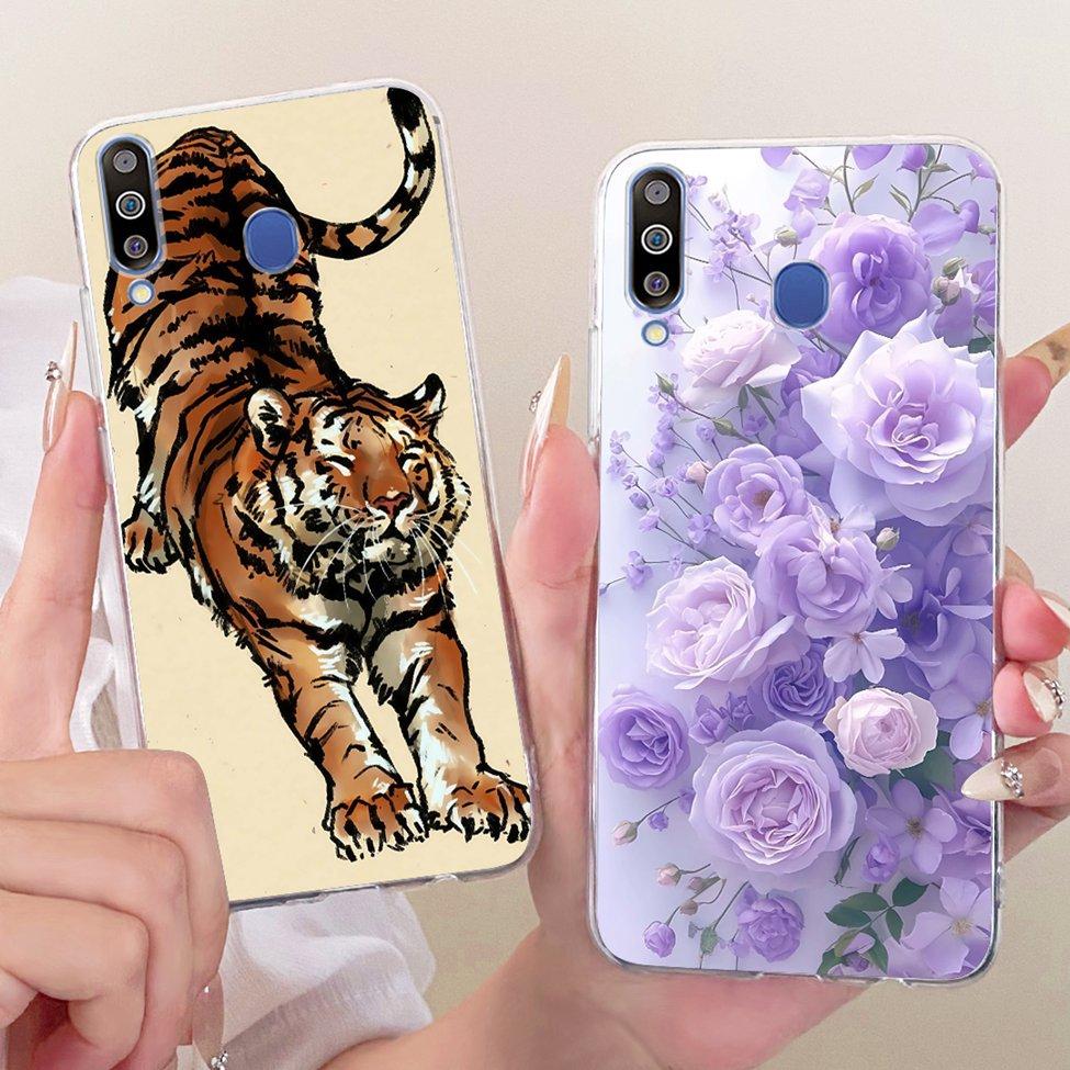 For Samsung A40S Case Transparent Cute Cat Fashion Butterfly Funny Painted Casing For Samsung Galaxy A40S Cover SM-A3050