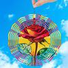 1pc Modern Art Red Rose Pattern Decorative Spiral Hanging Garden Wind Chime, Power Art Craft Windmill, Bi-Directional Rotatable | Outdoor