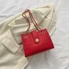 Fashionable Vintage Pattern Chain Shoulder Bag Versatile Pu Leather Crossbody Bag