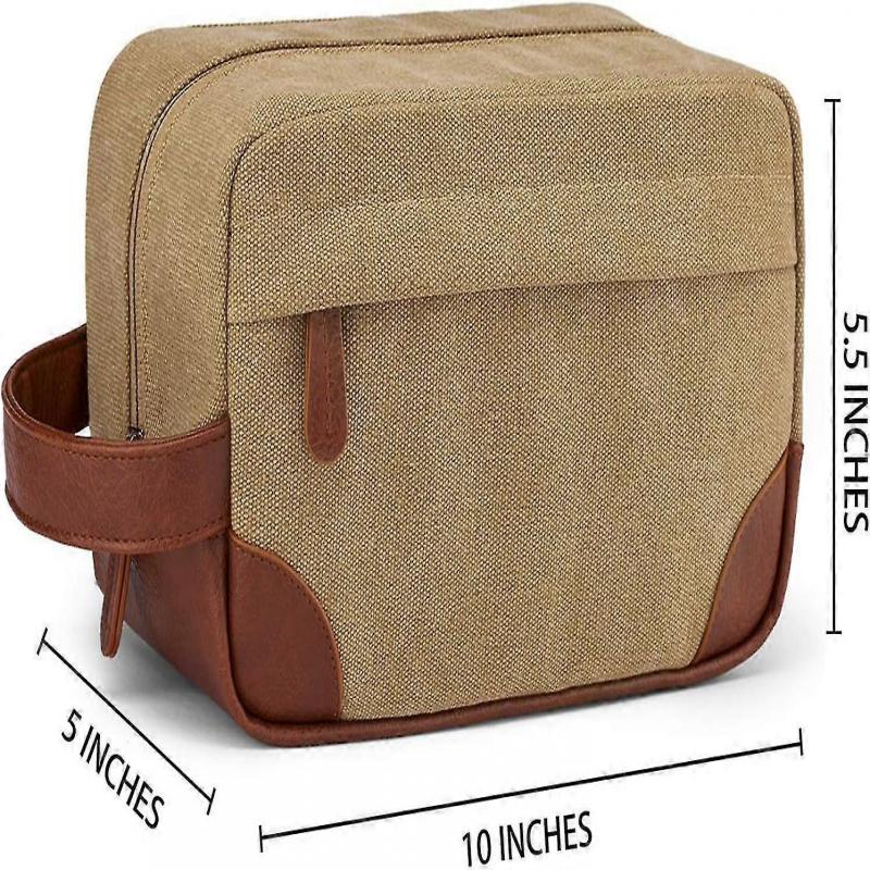 Toiletry Bag Hanging Dopp Kit For Men Water Resistant Canvas Shaving Bag With Large Capacity For Travel-brown