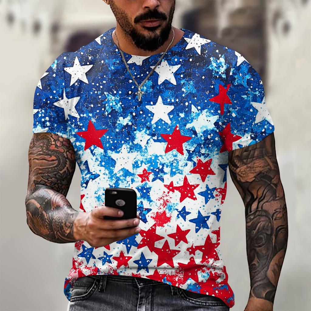 Летняя мужская популярная футболка с круглым вырезом и коротким рукавом с принтом