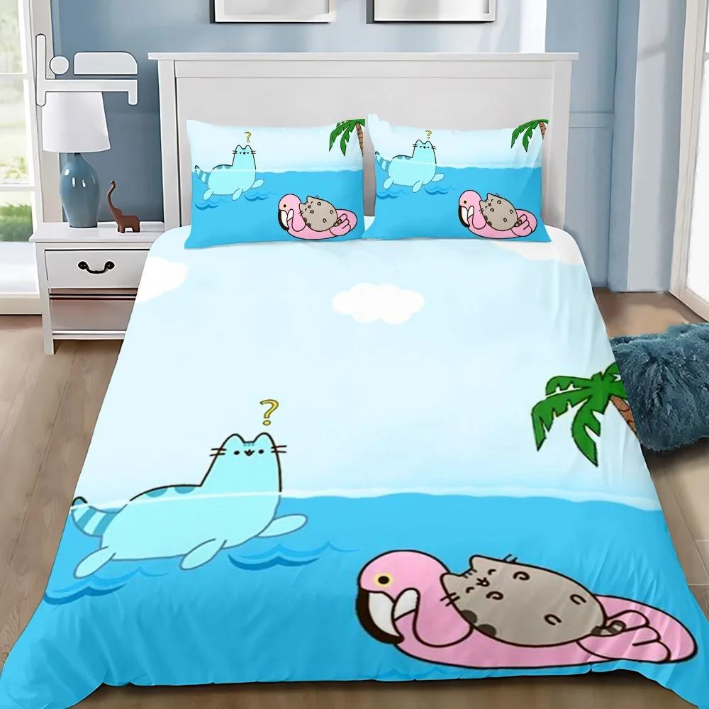 Exquisite cute Print Duvet Cover Set Bedding Set P-Pus-heens Cat Single Double King Size For Kids Boy Girl Bedroom Decor 3pcs
