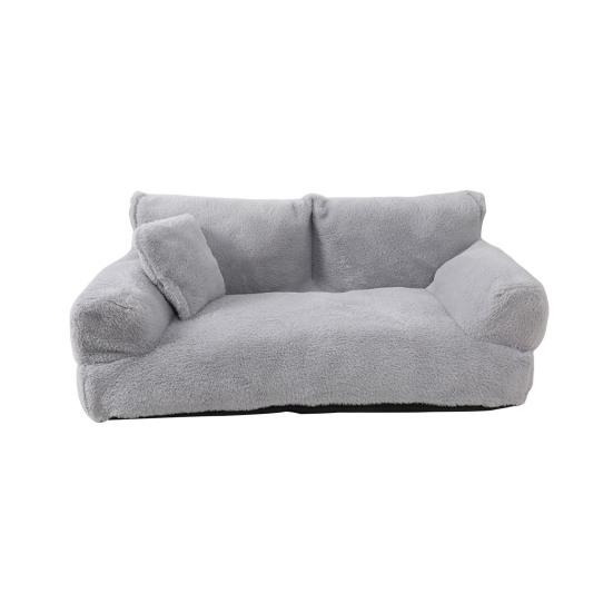 Диван-кровать для домашних животных, пушистый плюшевый диван для домашних животных с приподнятыми краями, подушки, препятствующие скольжению