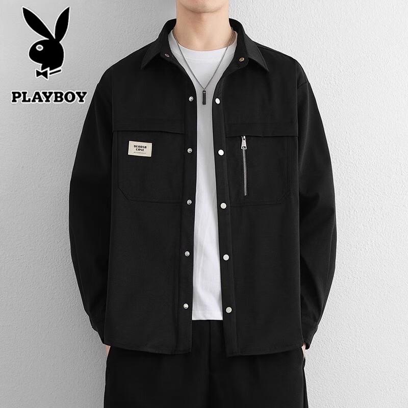 Playboy Men's Spring Autumn Lapel Loose Casual Workwear Jacket