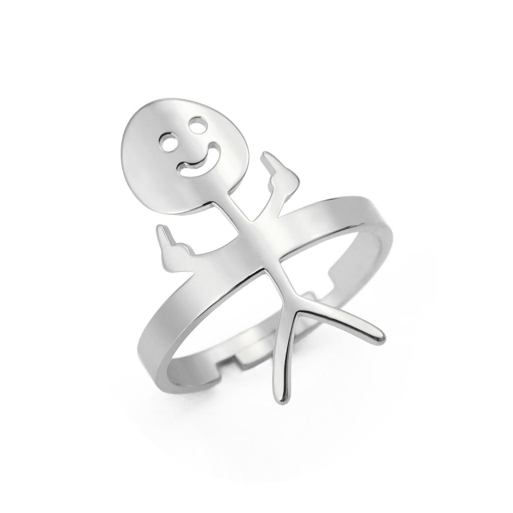 Кольцо со смайликом из нержавеющей стали в европейском и американском стиле, новое, игривое, забавное, милое