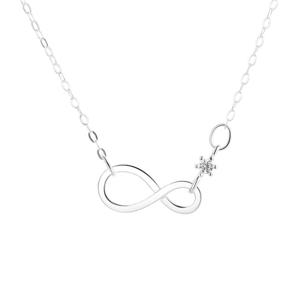 Sterling silver infinite symbol zircon necklace ins simple temperament niche design high sense infinite collarbone chain