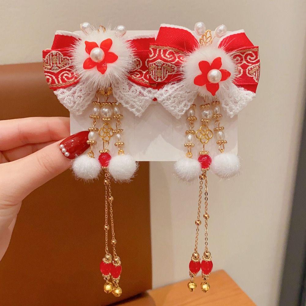 Кисточка Новогодний головной убор Цветок Древний стиль Заколка Сладкая Заколка для волос Ханфу Детская