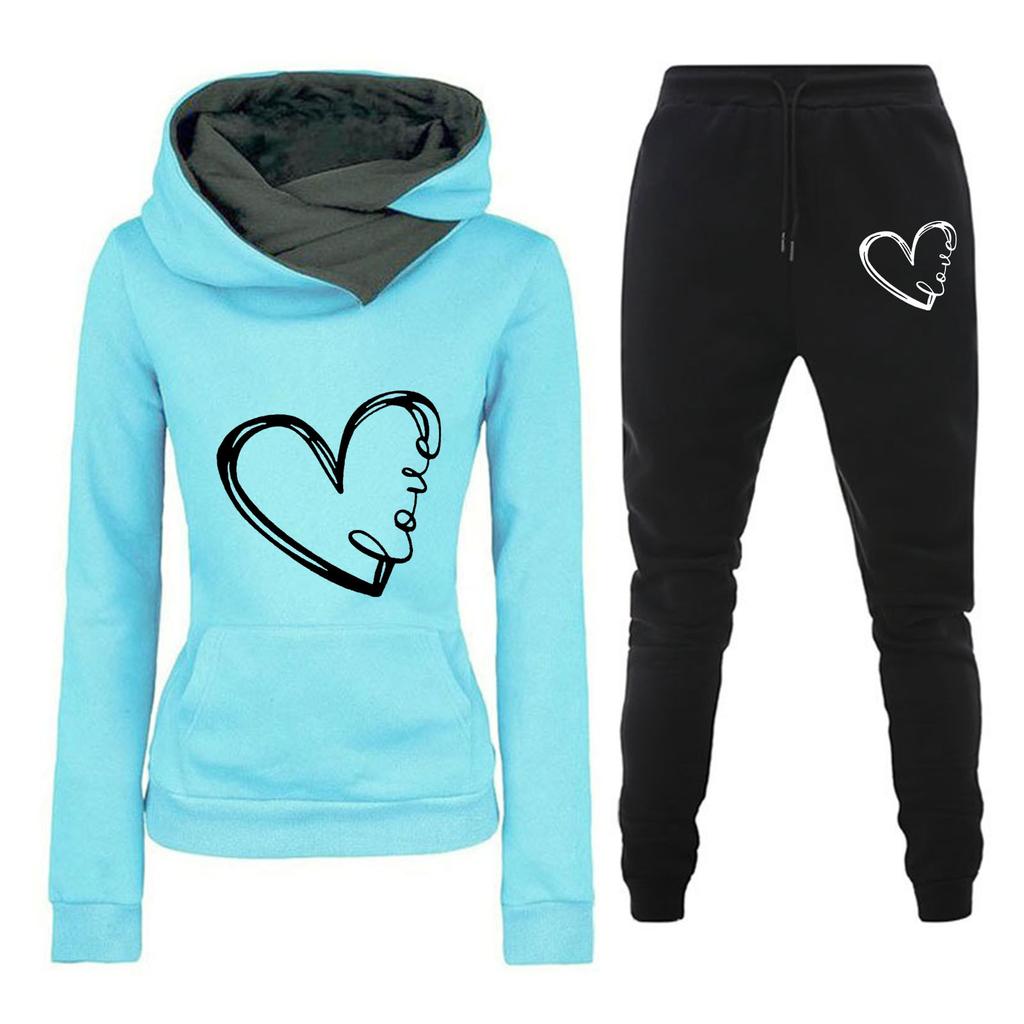 Новый весенне-осенне-зимний повседневный комплект спортивной одежды с женской толстовкой и толстовкой с принтом любовных писем, модный комплект