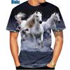 Summer Round Neck Creative Animal Horse Pattern 3D Print Top Fashionable Casual Short Sleeved Men's T-shirts