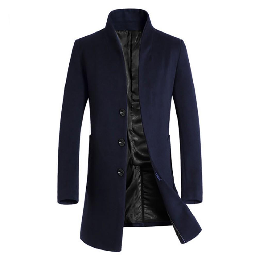 Men's Jacket Warm Winter Trench Long Outwear Button Smart Overcoat Coats
