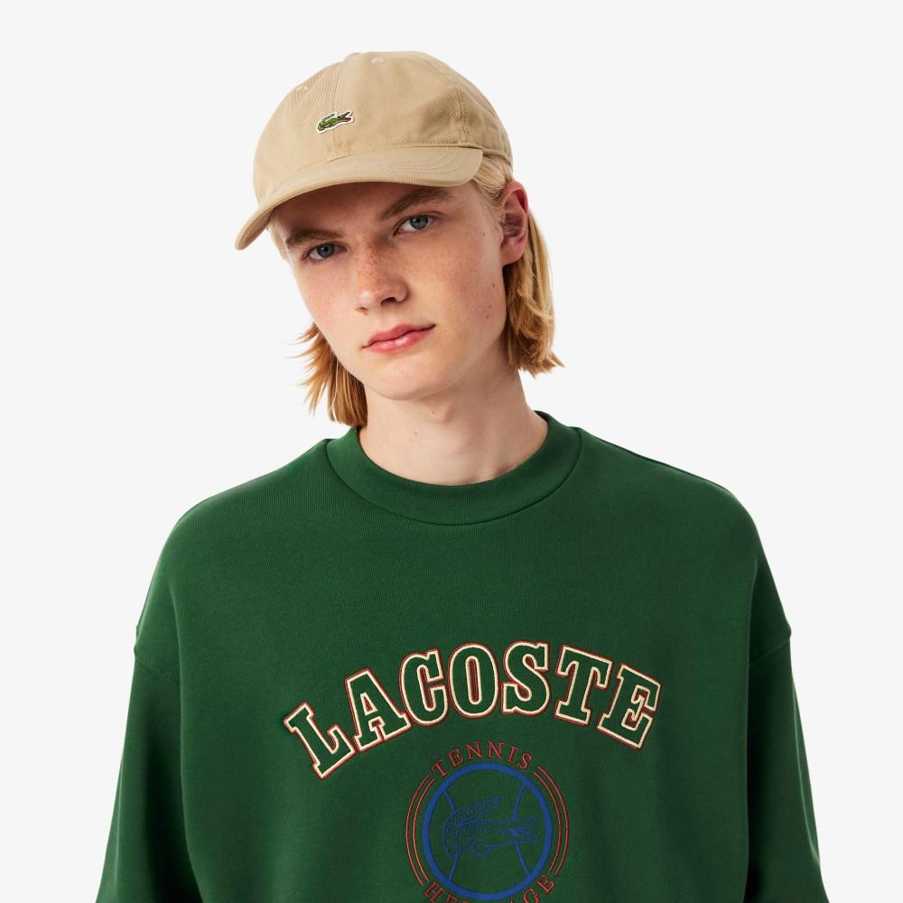 Lacoste Мужская свободная толстовка с большим графическим принтом и круглым вырезом SH5888-55N132