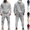 Mens Winter Warm Fleece-Lined Casual Hooded Tracksuit Set Long Sleeve Top Full-Length Pants