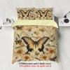 3pcs Retro floral and butterfly pattern bedding set, 1 duvet cover and 2 pillowcases, polyester soft bedroom decoration bedding