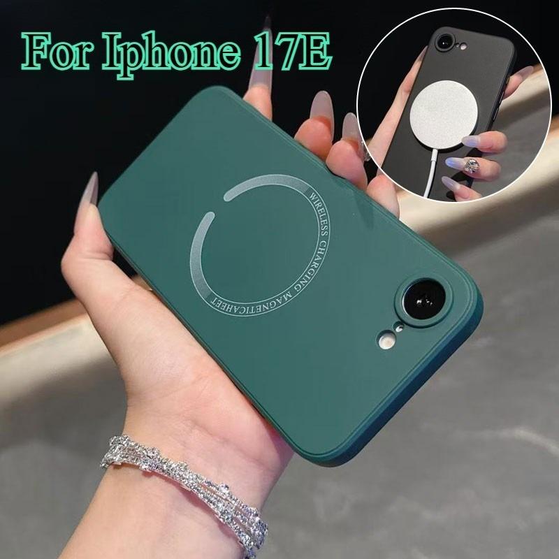 Cases For iPhone 17 E Magnetic Liquid Silicone Soft Case For iPhone 17E 17e Matte Wireless Charging Shockproof Protection Cover