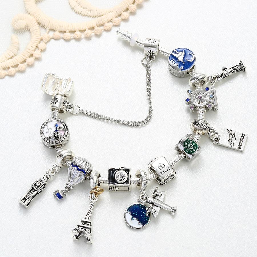 Новые ювелирные аксессуары, модный мультяшный самолет, кулон, браслет-подвеска, Рождественская коллекция, браслет с голубым звездным небом для девочек