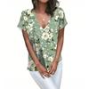 Womens Short Sleeve V-Neck Shirts Floral Print Loose Casual Basic Tees Summer Tops