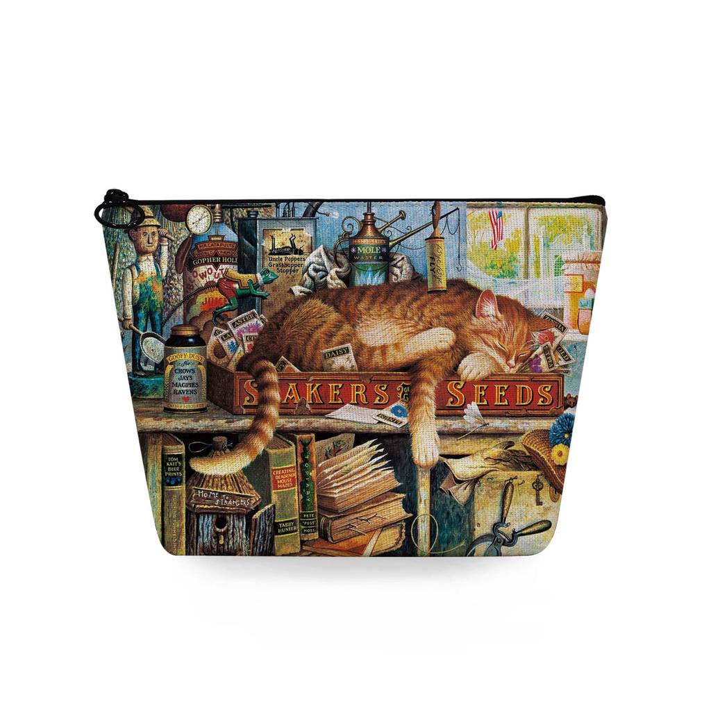 Женская косметичка с принтом кошки, органайзер для туалетных принадлежностей, дорожный чехол для хранения 6784