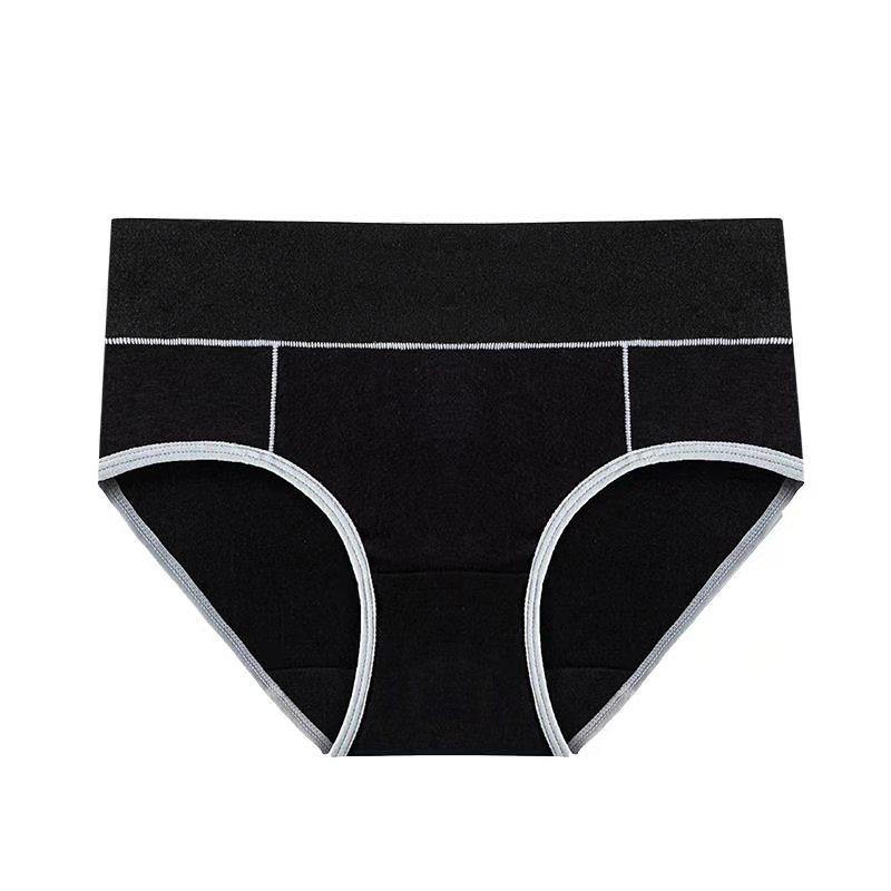 Plus Size 5XL Color-Block Hip-Lifting Mid-Rise Triangle Cotton Women's Underwear