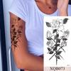 Hot Sale 1PC Waterproof Temporary Tattoo Sticker Rose Flower Tattoo Skull Flower Body Art Arm False Sleeve Tattoo Women