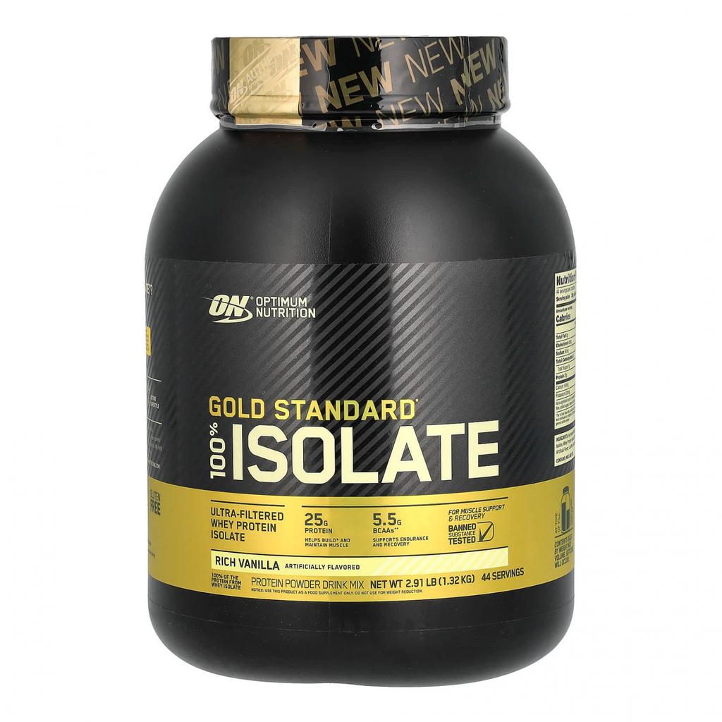 Изолят сывороточного протеина Насыщенная ваниль (1,32 кг), Gold Standard 100% Isolate Rich Vanilla, Optimum Nutrition