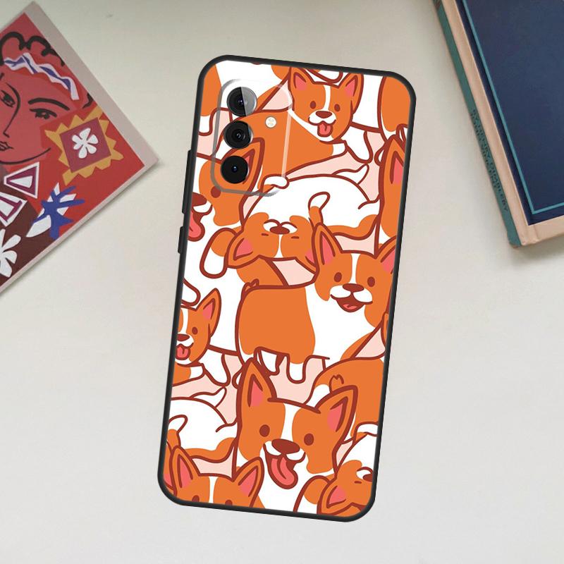 Cartoon Corgi Dog Case For Samsung Galaxy A34 A54 A14 A56 A52 A53 A16 A26 A36 A55 A35 A15 A32 A12 A33 A13 A17